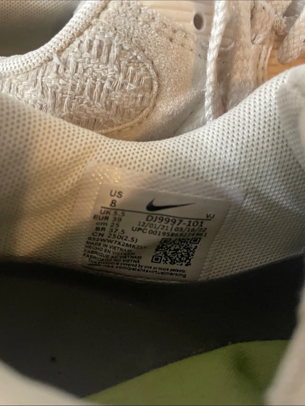 Nike Air Women's Beige with Pink Swoosh Athletic Sneakers